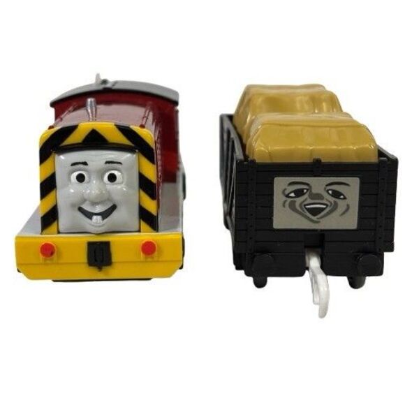 Thomas TOMY Trackmaster Salty VIDEO Train + Black Troublesome Truck w/ Cargo Car - Picture 4 of 16